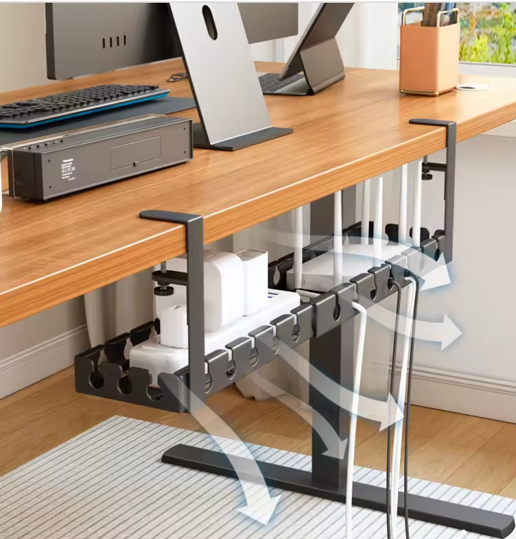 Under Desk Cable Management Tray, Extendable Sturdy Steel