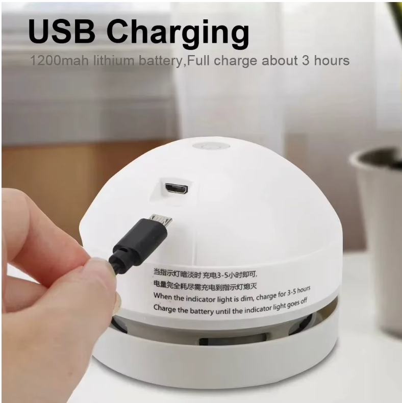 Mini Desktop Vacuum Cleaner USB Rechargeable Detachable Nozzle