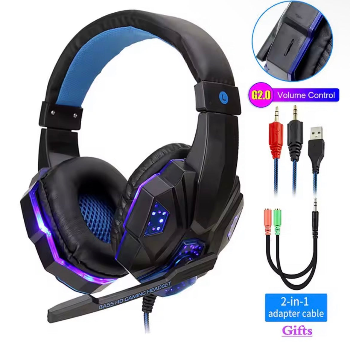 Professional LED Light Wired Gaming Headphones