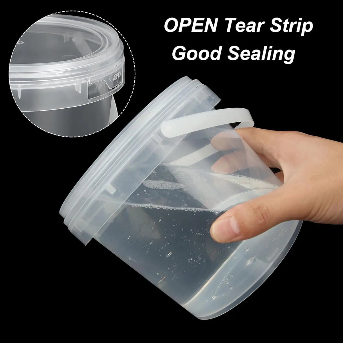 Transparent Plastic Bucket with Handle Reusable Juice Fruit Tea Snack Storage Container Home Organization