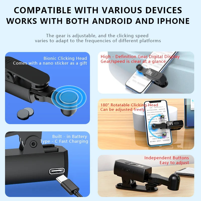 Screen Auto Clicker For Smart Phone Apps Video Live Streaming Gadget Smartphone Game Screen Touch Tripods Screen Tapper Supplies