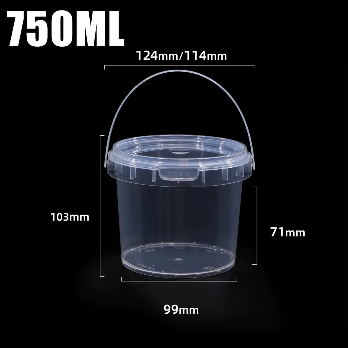Transparent Plastic Bucket with Handle Reusable Juice Fruit Tea Snack Storage Container Home Organization