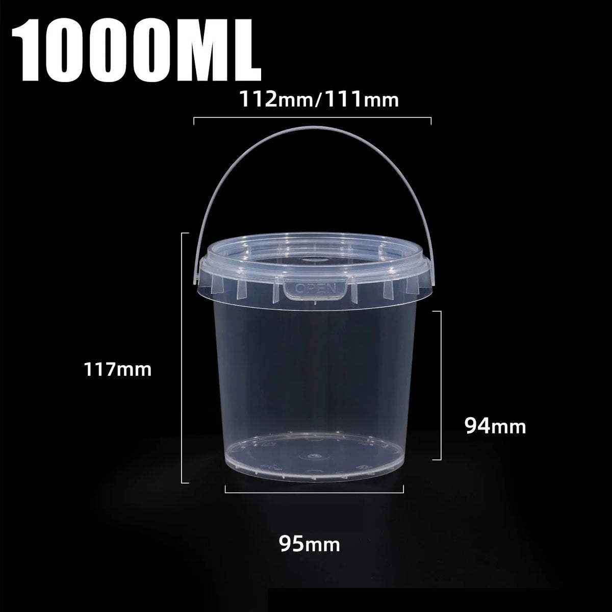 Transparent Plastic Bucket with Handle Reusable Juice Fruit Tea Snack Storage Container Home Organization