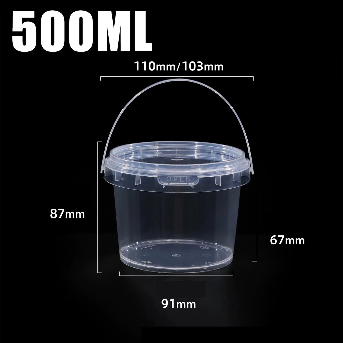 Transparent Plastic Bucket with Handle Reusable Juice Fruit Tea Snack Storage Container Home Organization