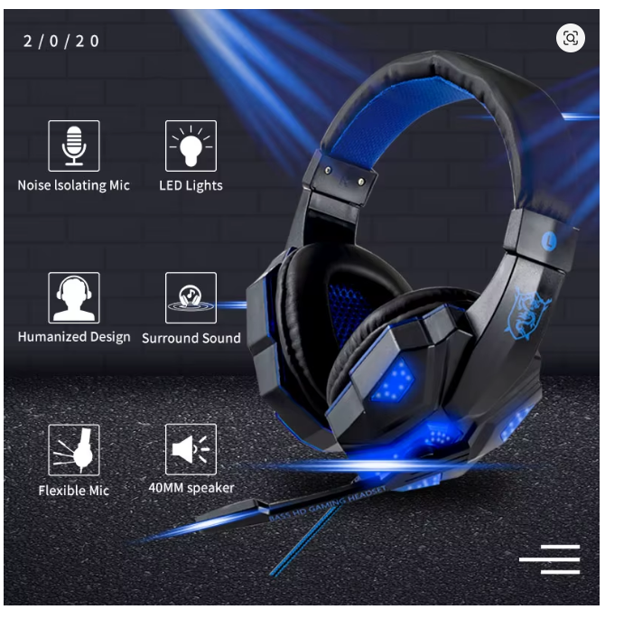 Professional LED Light Wired Gaming Headphones