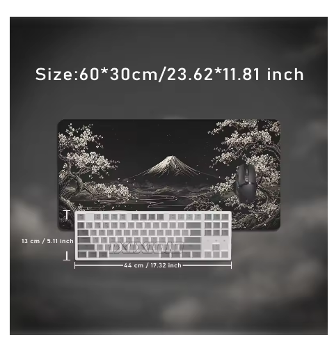 Mouse Pad Gamer Black Gold Fuji Moon Night XXL Non-Slip