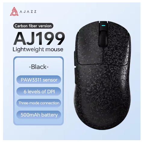 AJAZZ AI Wireless Carbon Fiber Gaming Mouse PAW3311 Three-mode Mouse 24000DPI