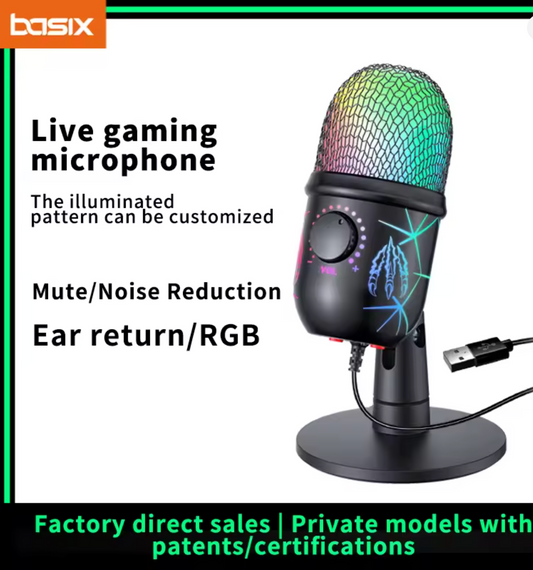 USB Gaming Microphone With RGB and Noise Reduction