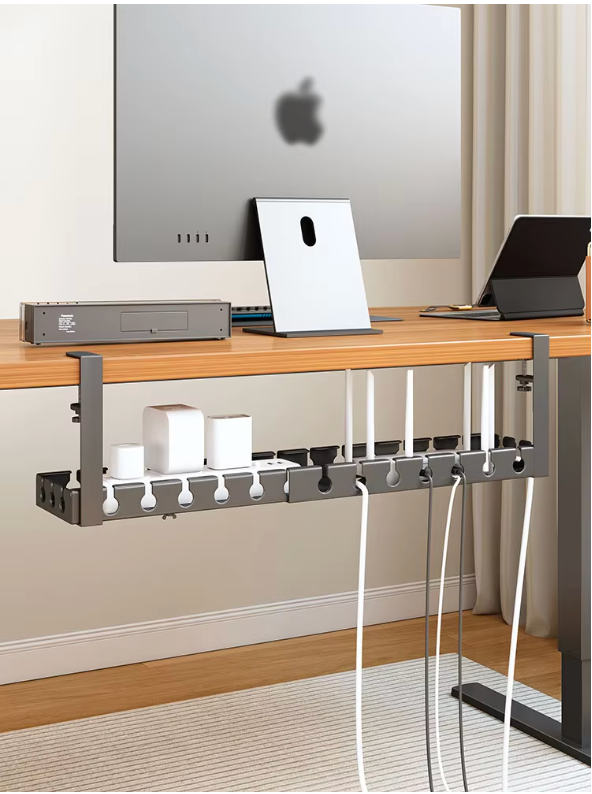 Under Desk Cable Management Tray, Extendable Sturdy Steel