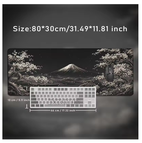 Mouse Pad Gamer Black Gold Fuji Moon Night XXL Non-Slip