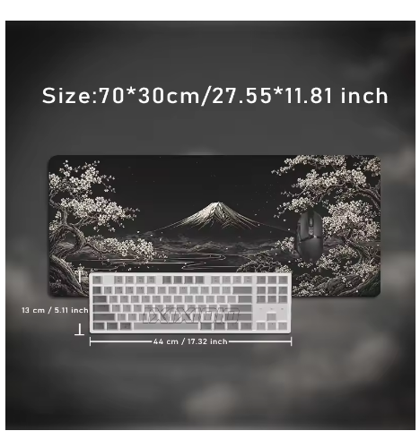 Mouse Pad Gamer Black Gold Fuji Moon Night XXL Non-Slip