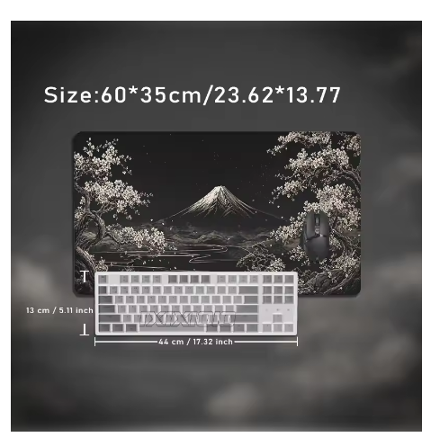 Mouse Pad Gamer Black Gold Fuji Moon Night XXL Non-Slip