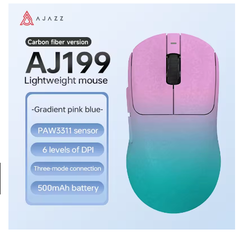 AJAZZ AI Wireless Carbon Fiber Gaming Mouse PAW3311 Three-mode Mouse 24000DPI