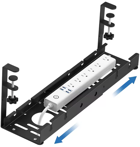 Under Desk Cable Management Tray No-Drill Extendable Metal Tray