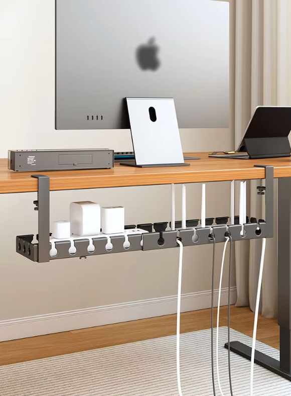 Under Desk Cable Management Tray, Extendable Sturdy Steel