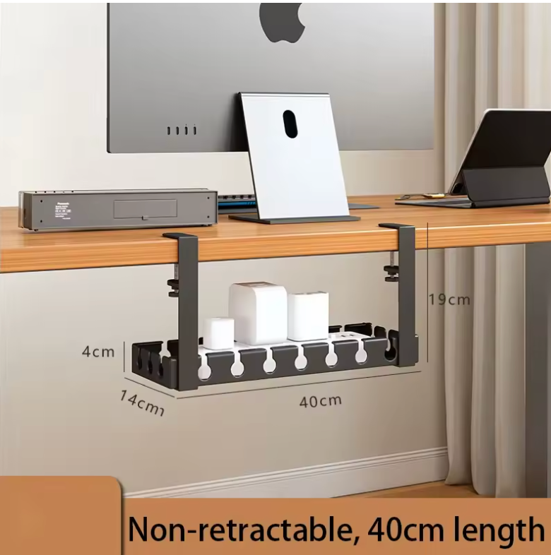 Under Desk Cable Management Tray, Extendable Sturdy Steel