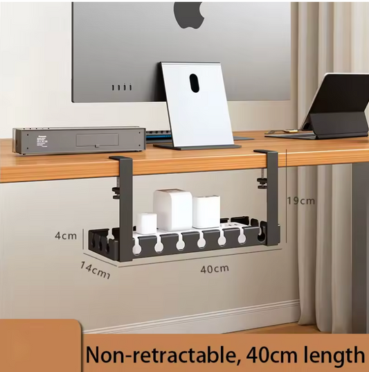 Under Desk Cable Management Tray, Extendable Sturdy Steel
