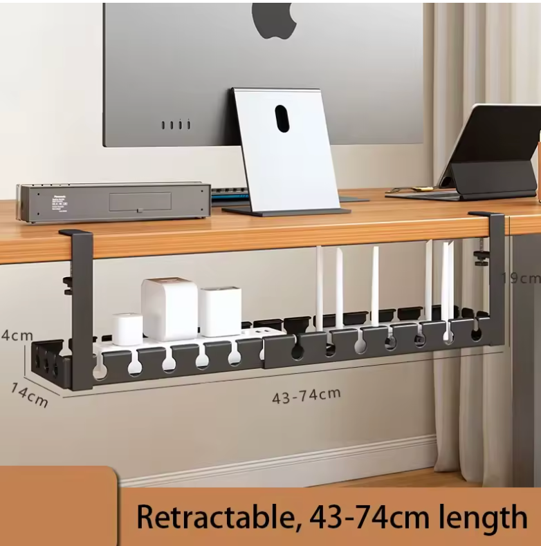 Under Desk Cable Management Tray, Extendable Sturdy Steel