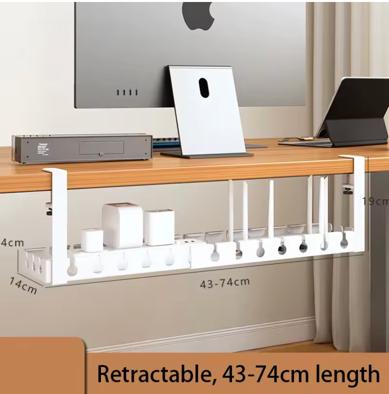 Under Desk Cable Management Tray, Extendable Sturdy Steel