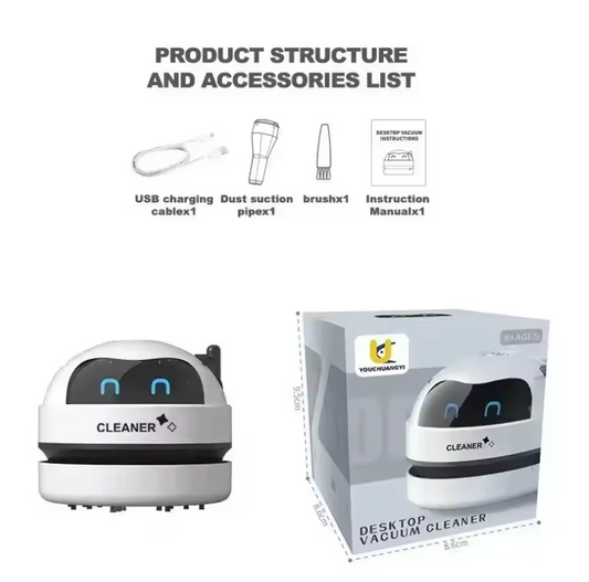 Mini Desktop Vacuum Cleaner USB Rechargeable Detachable Nozzle